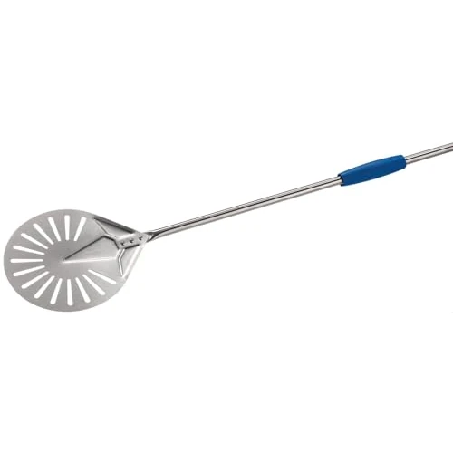 Small Turning Pizza Peel with 8-inch Perforated Stainless Steel Head with 70-inch Long Handle