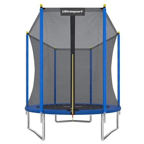 Tijdelijke aanbieding: Ultrasport Tuintrampoline Uni-Jump, kindertrampoline, Ø 183 cm, compleet trampolineset inclusief springmat, veiligheidsnet, gevoerde netpaal en randafdekking, Blauw van 109.99 € naar 109.99 € (0.00% korting)
