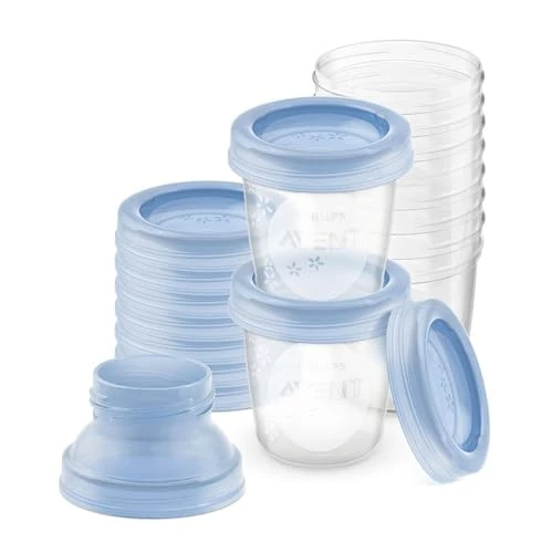 Tijdelijke aanbieding: Philips Avent Bewaarbekers voor moedermelk - Lekvrije deksel - Voor in koelkast en vriezer - Beschrijfbare en stapelbare bekers - Adapters meegeleverd - 10 stuks van 180 ml - SCF618/10 van 17.05 EUR naar 14.49 EUR (korting 15%)