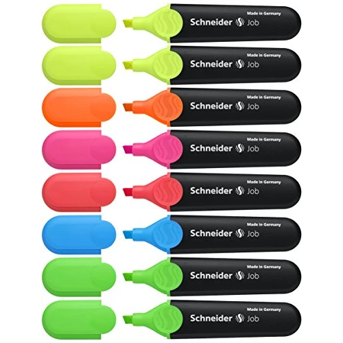 Limited-time offer: Schneider Highlighter Job refillable pens, Assorted Colours, Pack of 8, Yellow, Orange, Pink, Red, Blue, Green) from 12.90 GBP to 12.90 GBP (save 0%)