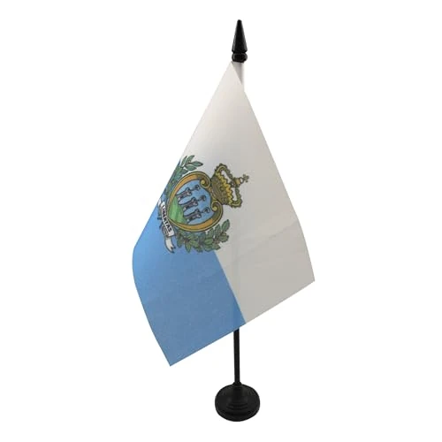 AZ FLAG Bandiera Da Tavolo San Marino 15X10Cm - Piccola Bandierina Sammarinese 10 X 15 Cm