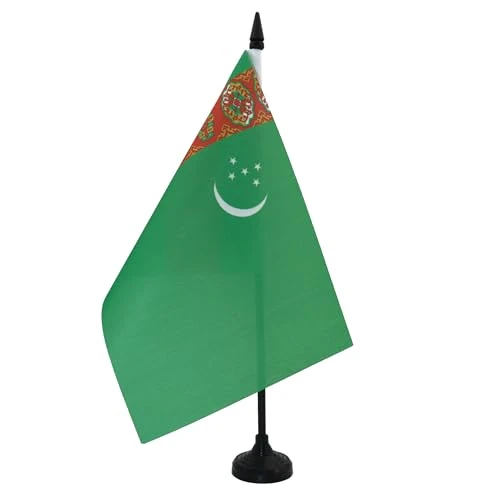 Limited-time offer: AZ FLAG Turkmenistan Table Flag 5'' x 8'' - Turkmen Office Decoration 100% Polyester 21 x 14 cm - Mini Desk Flag with Pole and Black Plastic Base from 7.25 £ to 7.25 £ (save 0.00%)