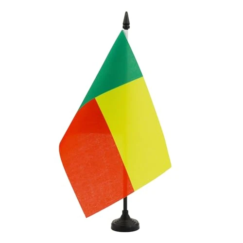 Limited offer: AZ FLAG Benin Table Flag 5'' x 8'' - Beninese Desk Flag 21 x 14 cm - Black plastic stick and base from 7.95 EUR to 7.95 EUR (save 0%)
