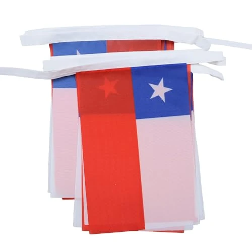 Guirlande 20 Drapeaux Chili en Polyester, 21cm x 15cm