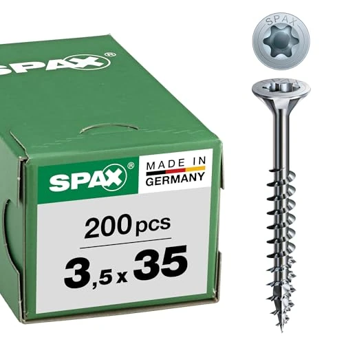 Tijdelijke aanbieding: SPAX Universele schroef, 3,5 x 35 mm, 200 stuks, Deeldraad, Verzonken kop, T-STAR plus T20, 4CUT, WIROX - 0191010350353 van 7.08 € naar 5.49 € (22% korting)