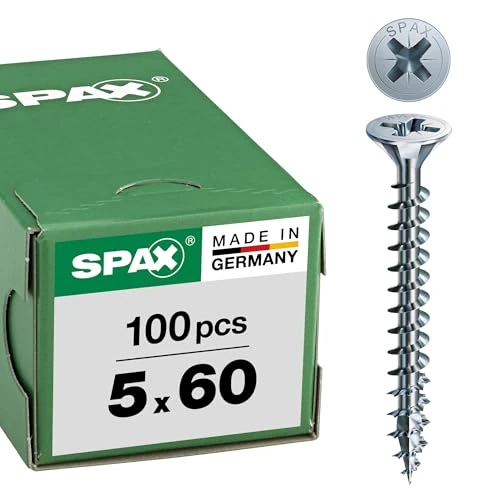 Offerta a tempo: Spax, Set di viti con testa svasata Z, 5 x 60 mm, zincate a caldo, 100 pz. - 19% da 13.00 € a 10.53 €