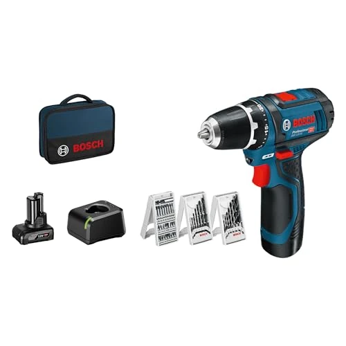 Bosch Professional GSR 12V-15 Trapano avvitatore a batteria 10.8 V (1 x 2Ah, 1 x 4Ah) + accessori
