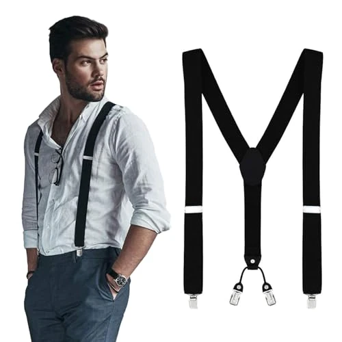 Oferta limitada: DonDon Tirantes hombre anchos 3,5 cm con 4 clips extra fuertes tirantes para pantalones hombre - negro de 16.99 € a 16.99 € (ahorro 0.00%)