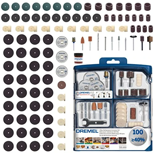Limited-time offer: Dremel 723 EZ SpeedClic Accessory Set - 100 Rotary Tool Accessories for Cutting, Carving, Sanding, Cleaning, Grinding, Polishing, Sharpening, 2615S723JA from $52.90 to $52.90 (save 0.00%)