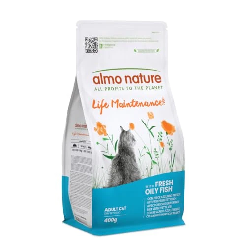 Almo Nature Functional - Life Maintenance - Dry Cat Food for Adult and Mature Cats - Kibbles with Fresh Oily Fish - Daily Feeding, Nutritionally Balanced - 400 g