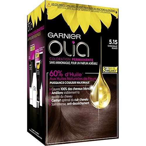 Offre limitée : Garnier Coloration Permanente, Sans Ammoniaque, Aux Huiles Naturelles de Fleurs, Chocolat Glacé (5.15), Olia de 8.32 EUR à 7.49 EUR (remise 10%)