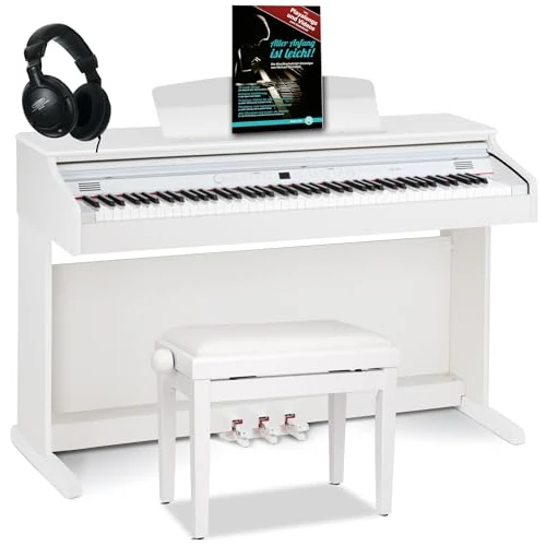 Zeitlich begrenztes Angebot: Classic Cantabile DP-50 E-Piano - Digital Piano 88 Tasten mit Hammermechanik, 14 Voices, Kopfhöreranschlüsse, USB, 3 Pedale, Notenhalter - perfekt geeignet für Anfänger (Weiß matt, Set mit Zubehör) von 659.00 € auf 659.00 € (0