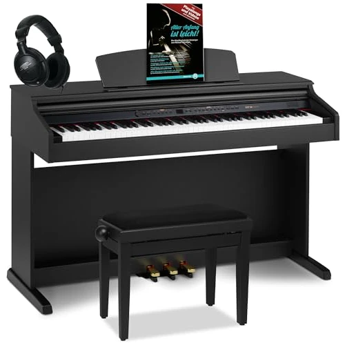 Offerta a tempo: Classic Cantabile DP-50 SM Pianoforte digitale - 88 Tasti con tastiera pesata hammer action - Pianola musicale con USB, 32 polifonia, 3 pedali - Piano digitale Set con Panchetta e Cuffi - Nero Opaco - 0.00% da 679.00 € a 679.00 €