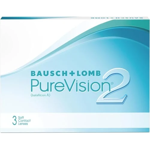 Bausch + Lomb PureVision 2 Monatslinsen, sehr dünne sphärische Kontaktlinsen, weich, 3 Stück / BC 8.6 mm / DIA 14 / -0.25 Dioptrien