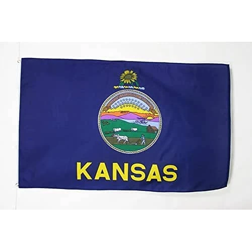 Limited offer: AZ FLAG - Kansas Flag - 2x3 Ft - 100D Polyester Us State Of Kansas Banner with Two Metal Grommets - Fade Resistant - Vivid Colors - 2' x 3' Feet - 90x60 Cm from 8.99 USD to 8.99 USD (save 0%)