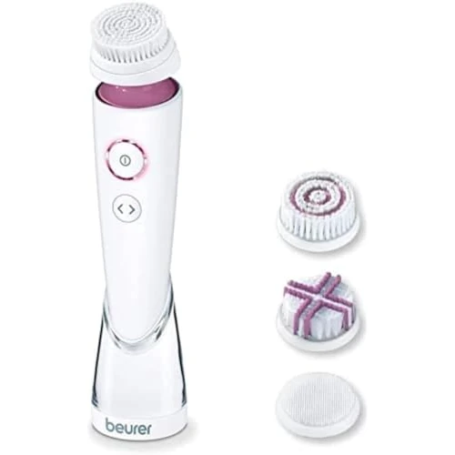 Beurer FC 95 Cepillo facial, limpieza en profundidad de los poros, 4 accesorios de cepillado, resistente al agua, con batería recargable