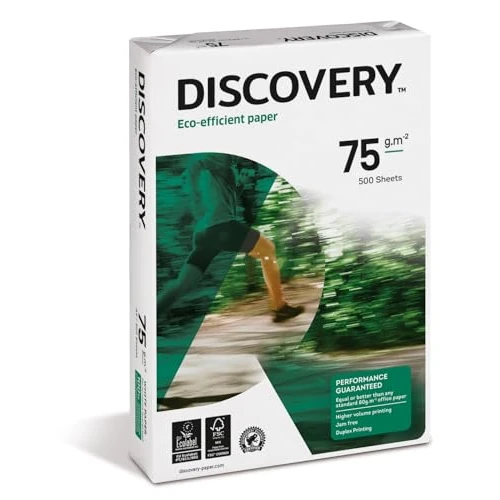 Offerta a tempo: Discovery Carta A4 Eco-Efficiente a Ottima Macinabilità, Grammatura da 75gr/mq, Bianco, Confezione 5 x 500 fogli per un totale di 2.500 fogli - 0.00% da 33.15 € a 33.15 €