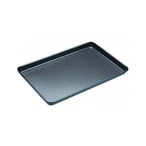 Limited offer: MasterClass Crusty Bake, Baking Tray with PTFE, PFOA and BPA Free Non Stick, Robust 1mm Thick Carbon Steel, Cookie Sheet, Perforated Holes for Ultimate Crisp, Ultra Double Layer, 39x27cm, Grey from 18.49 EUR to 14.69 EUR (save 21%)