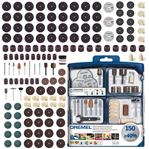 Limited-time offer: Dremel 724 EZ SpeedClic Accessory Set - 150 Rotary Tool Accessories for Cutting, Carving, Sanding, Cleaning, Grinding, Polishing, Sharpening from 47.16 GBP to 29.99 GBP (save 36%)