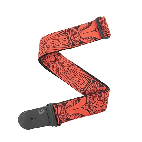 Limited offer: D'Addario Guitar Strap, Tiki Mask - Red, 2'' Wide, Polyester, Modern, Adjustable from 39'' to 69'' from 22.66 EUR to 22.66 EUR (save 0%)