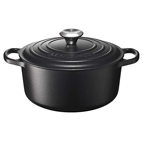 Limited-time offer: Le Creuset Signature Enamelled Cast Iron Round Casserole Dish With Lid, 24 cm, 4.2 Litres, Matte Black, 21177240000430 from 319.00 GBP to 186.36 GBP (save 42%)