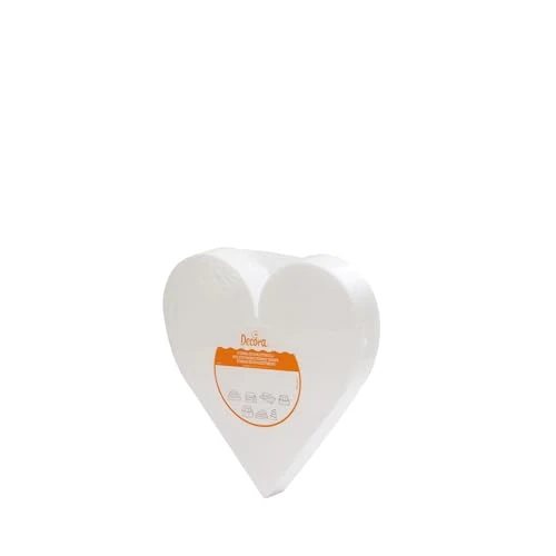 Decora, 0173914 Disque cœur en polystyrène emballé Individuellement, Idéal comme modèle pour réaliser des gâteaux à étages, Bords Droits, 15 X H 5 CM, Ecru