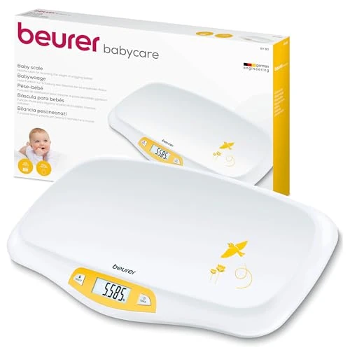 Oferta limitada: Beurer BY 80 Báscula para bebés, con superficie curvada y segura, capacidad de 20 kg, función de tara y retención para bebés que patalean, medición y visualización en pasos de 5 g de 67.16 € a 39.98 € (ahorro 40%)