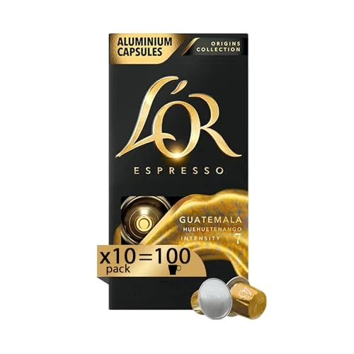 L'OR - Capsule Caffè Espresso Guatemala - 100 Capsule in Alluminio - 10 pacchetti da 10 - Intensità 10 - Compatibili con Macchine Nespresso®* original