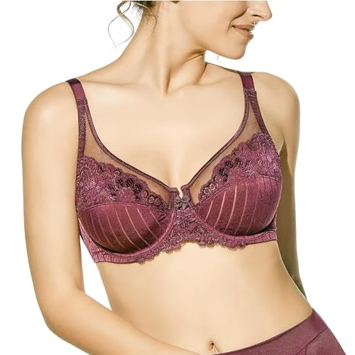Selene Mariluz Women's Underwire Bra, Bordeaux, 38C