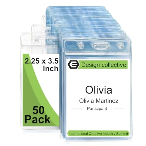 Offerta a tempo: Ujoy, confezione da 50 porta badge verticali in plastica trasparente; porta tesserino o porta scheda Small clear - 0.00% da 18.99 € a 18.99 €