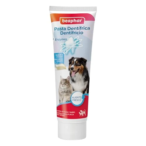 Beaphar Pasta Dental | Perros y Gatos | Pasta Dental Enzimática | Antiplaca y Antisarro | Higiene Bucal Mascotas | Acción Enzimática | Aliento Fresco | Sabor a Carne | 100g