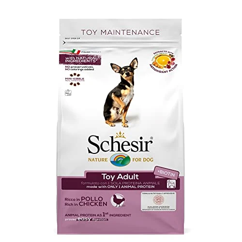 Offerta a tempo: Schesir, Toy Adult, Cibo Secco per Cani di Piccola Taglia, Completo e Bilanciato, Ricco in Pollo, con Vitamine Aggiunte, Cruelty-Free, 2Kg - 9% da 14.19 € a 12.90 €