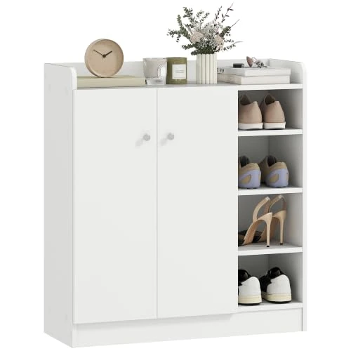 Offerta a tempo: HOMCOM Scarpiera Ingresso 4 Ripiani Aperti 83x30x90 cm Bianco - 15% da 92.95 € a 78.61 €
