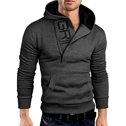 Offerta a tempo: Grin&Bear Felpa con Cappuccio Uomo Slim Fit Sweatshirt Antracite-Nero L GEC401 - 0.00% da 49.99 € a 49.99 €