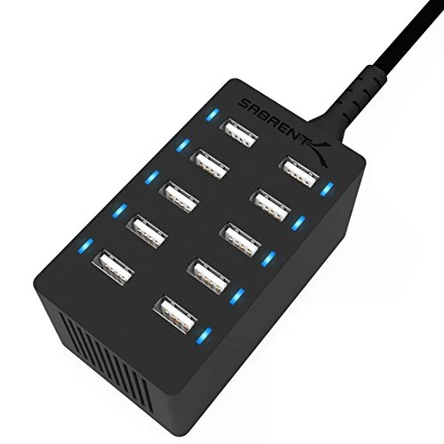 Offerta a tempo: SABRENT Ciabatta Multipresa, Caricatore portatile USB multiplo, Stazione di ricarica USB a 10 Porte 60W con alimentatore, per MacBook, laptop, iPhone, Samsung Galaxy (AX-TPCS-EU) - 29% da 44.38 € a 31.71 €