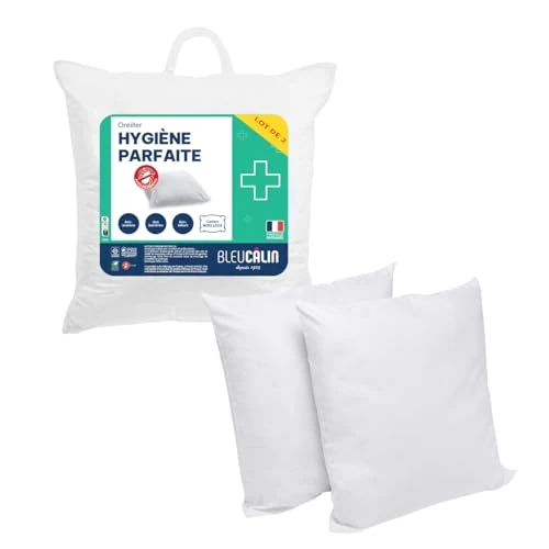 Zeitlich begrenztes Angebot: Bleu Câlin 2er-Set Rechteckige Kissen Anti-Milben, Anti-Bakterien, Flauschiger Komfor,t 60x60 cm, Hülle 100% Baumwolle, Sortiment Perfekte Hygiene von 44.90 € auf 44.90 € (0.00% Rabatt)