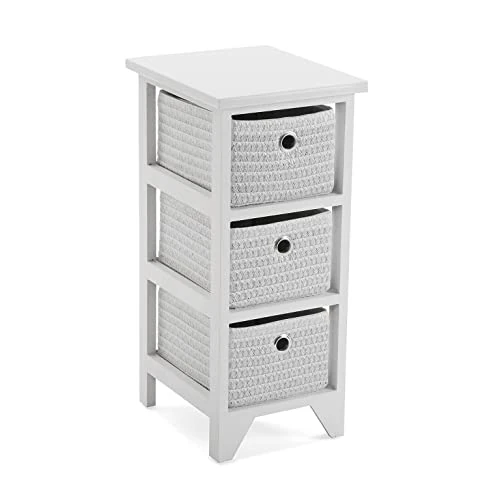 Versa Ohai Bathroom Furniture with 3 Shelves Height 56 x Length 30 x Width 25 cm Wood White