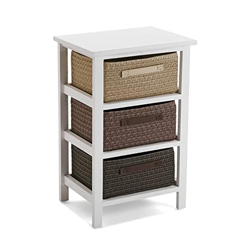 Versa Gavle Bathroom Cabinet, Chest of Drawers for Organising, Modern Storage, Chest of Drawers with 3 Drawers for Organizing, Dimensions (H x W x L) 57 x 28 x 37 cm, Wood and Polyester, Colour: Brown