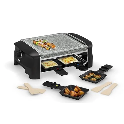 Offerta a tempo: Princess Raclette Grill per fino a 4 persone – con piastra in pietra naturale e termostato regolabile, 600 W, include padelline raclette antiaderenti, facile da pulire - 17% da 29.99 € a 24.99 €