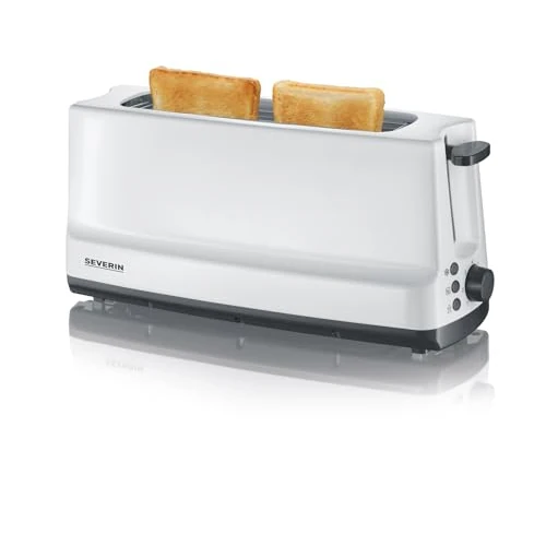 Zeitlich begrenztes Angebot: SEVERIN Automatik-Langschlitztoaster, Automatik-Toaster mit Brötchenaufsatz, Edelstahl Toaster zum Toasten, Auftauen und Erwärmen, 800 W, weiß / grau, AT 2232 von 29.63 € auf 23.74 € (20% Rabatt)