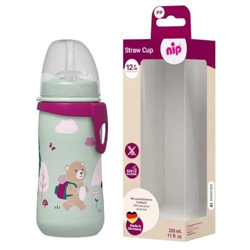 Oferta limitowana: NIP Kubek ze słomką Straw Cup od 1 roku, szczelna butelka na napoje dla dzieci z klipsem, smoczkiem i słomką, łatwa do czyszczenia, lekka i nietłukąca, motyw zwierzęcy żyrafa, różowy z 49.90 zł na 49.90 zł (oszczędź 0.00%)