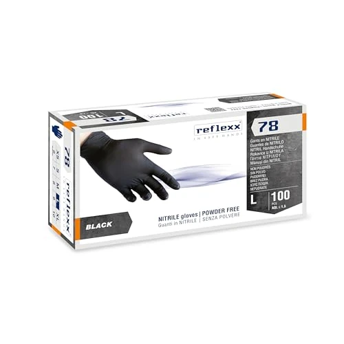 Limited offer: Reflexx R78, Black Powder-Free Nitrile Gloves Gr 4, 100 Pieces, Black from 7.00 EUR to 4.80 EUR (save 31%)