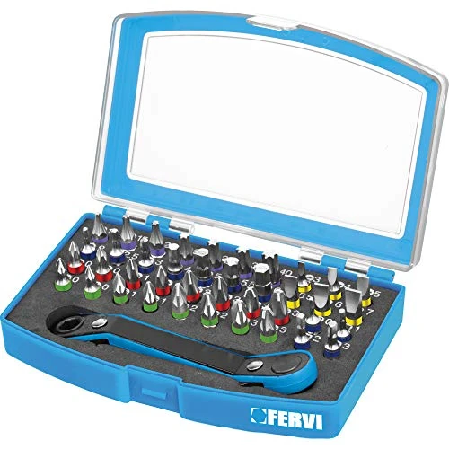 Offerta a tempo: Fervi 0402 Inserti con Cricchetto, Set 41 Pezzi, Ciano/Nero - 0.00% da 19.90 € a 19.90 €