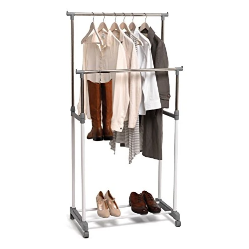 Limited-time offer: Domopak Double Adjustable Mobile Clothes Garment Hanging Rail With Wheels(Silver, White, Grey) from 27.95 GBP to 27.95 GBP (save 0%)