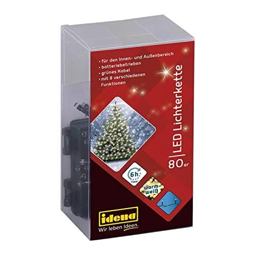 IDENA LED Fairy Lights, 3,40 m for Inside of 20, Warm White, 80 LEDs