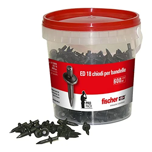 Fischer ED 18 Percussion Nails, Pack of 600 Nails, Ideal for Fixing Strips and Stapes, Fixing without Predrilling Pack includes 600 nails, 513848.