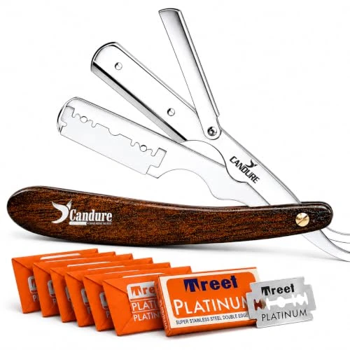 Offerta a tempo: Candure Rasoio a Mano Libera Professionale Rasoio Lama Barba - Tradizionale Rasoio Barba Manuale - Lametta Barbiere Kit da Barba con 10 Lame - 0.00% da 8.99 € a 8.99 €