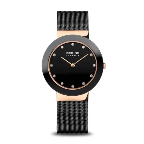 Oferta limitada: BERING 11435-166 Reloj de cuarzo para mujer con caja de acero inoxidable de 35 mm con acabado en oro rosa y esfera negra, correa milanesa, cristal de zafiro y resistencia al agua de 5 ATM de 189.00 € a 79.95 € (ahorro 58%)