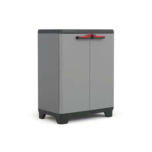 Zeitlich begrenztes Angebot: Keter Stilo Kunststoffschrank Niedrig Dunkelgrau/Schwarz/Rot - Robuste Aufbewahrungslösung, 68x39x90cm, mit Verstellbaren Einlegeböden von 54.99 € auf 49.99 € (9% Rabatt)