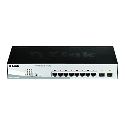 Offerta a tempo: D-Link DGS-1210-08P/E Smart Switch Gestito, 8 Porte Gigabit, PoE - Solo cavo di alimentazione UE - 7% da 191.00 € a 176.75 €